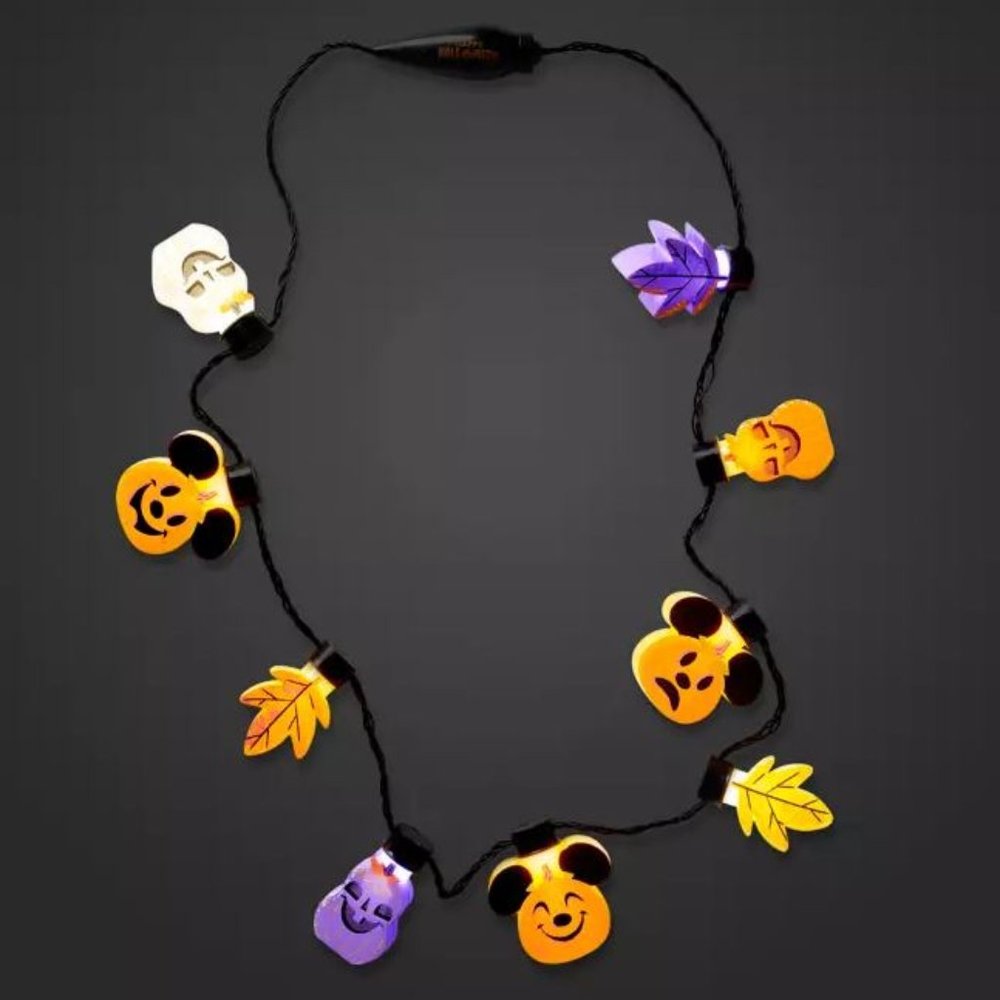 DISNEY HAPPY HALLOWEEN MICKEY MOUSE PUMPKIN LIGHT-UP GLOW PARTY NECKLACE NWT 40"